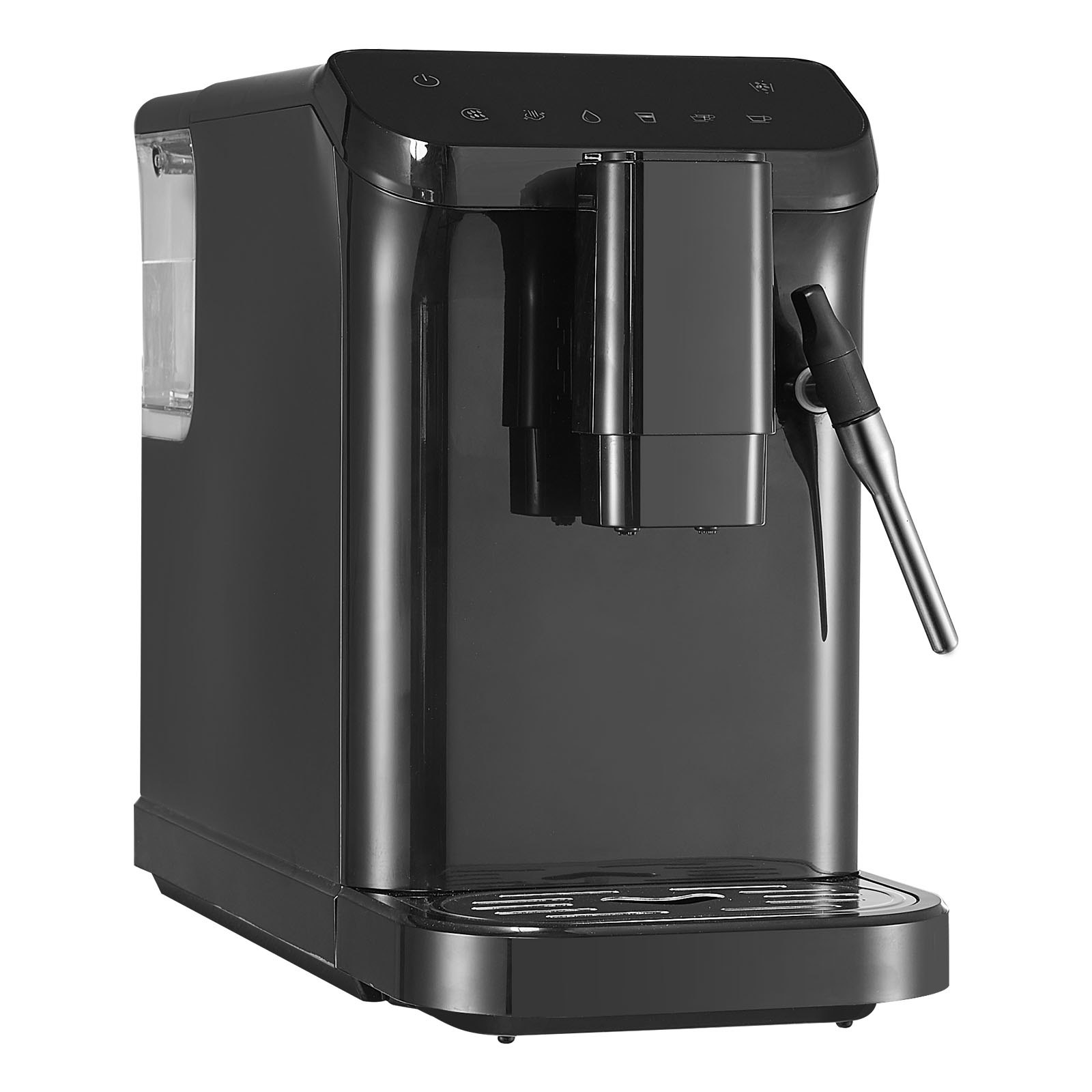 VEVOR Automatische Espressomaschine, 20 Bar automatische Kaffeemaschine mit Aufschäumer, Dampfdüse, eingebauter Mühle und 15-stufigen Mahleinstellungen, mit 1,5 l Wassertank