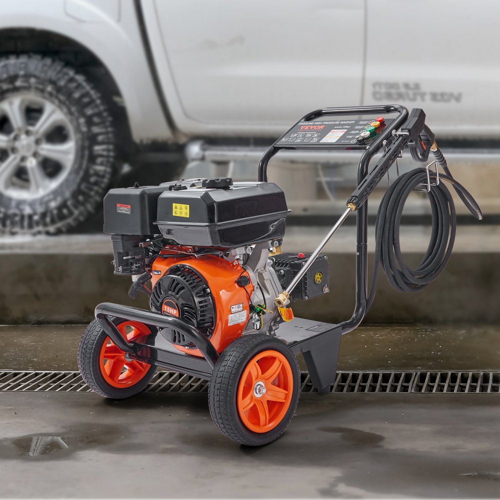 VEVOR Gas-Hochdruckreiniger, 4400 PSI 4,0 GPM, gasbetriebener Hochdruckreiniger mit Kupferpumpe, Spritzpistole und Verlängerungsstab, 5 Schnellanschlussdüsen, zum Reinigen von Autos, Häusern, Einfahrt