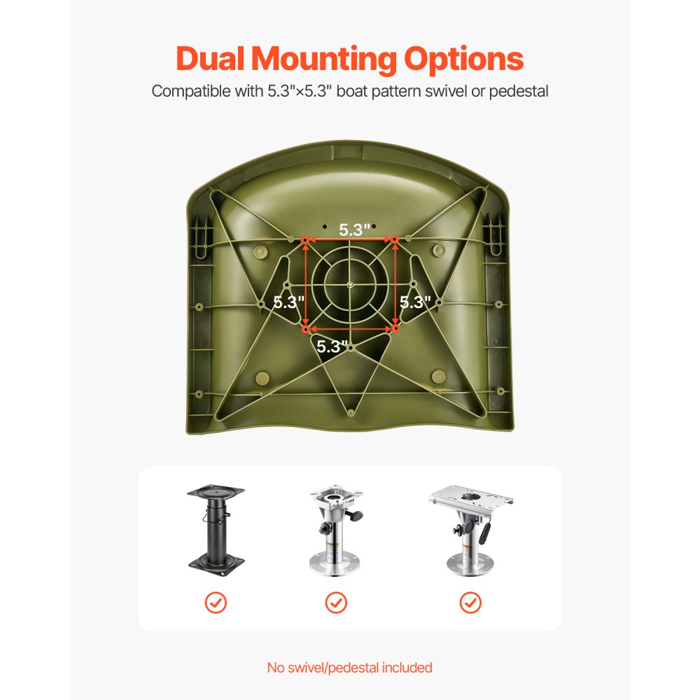 VEVOR Bootssitz Bootsstuhl mit niedriger Rückenlehne Fischerbootsitz mit dickem Schwammkissen & PU-Polyestergewebe, hochklappbarer Bootssitz für Fischerboote Yachten Schiffe Tarnfarbe