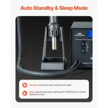 VEVOR Heißluft-Reworkstation, 1000 W, 100-480 ℃ Heißluftpistole mit 99-stufig einstellbarem Luftstrom, 3 voreingestellten Kanälen und 3 Heißluftdüsen für Chip-Demontage, Elektronikreparatur