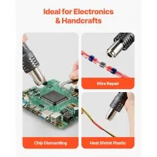 VEVOR Heißluft-Reworkstation, 1000 W, 100-480 ℃ Heißluftpistole mit 99-stufig einstellbarem Luftstrom, 3 voreingestellten Kanälen und 3 Heißluftdüsen für Chip-Demontage, Elektronikreparatur