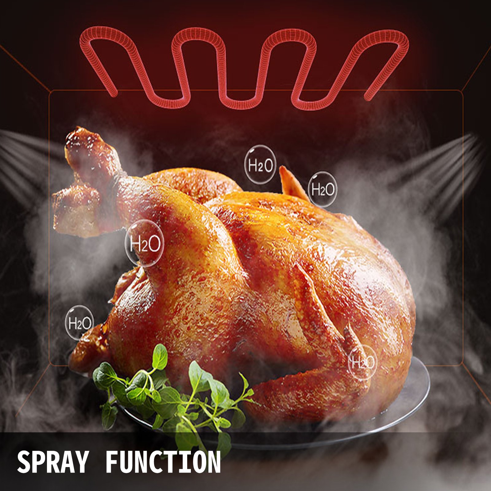 VEVO 4500W Ofen Toasterofen 4-stufiger Konvektionsofen mit Sprühfunktion 220V Arbeitsplatte 0-350 ℃ Air Fryer-Ofen Arbeitsplatte Toasterofen