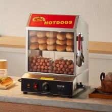 VEVOR Kommerzieller Hot Dog Dampfgarer Brötchenwärmer 27L Elektrisch 2-stufig