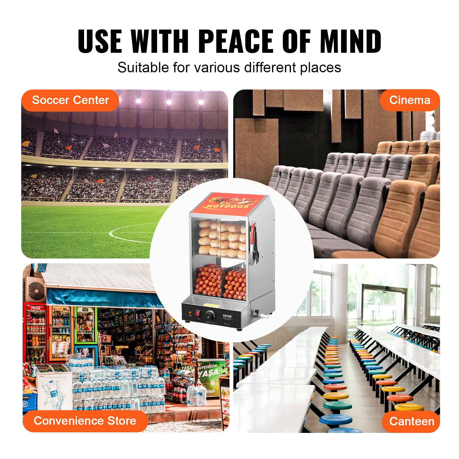 VEVOR Hot Dog Dampfgarer, 37L, 2-stufiger Hot Dog Hütten-Dampfgarer, 30℃~85℃ Temperaturregelung, elektrischer Brötchenwärmer mit Schiebetüren aus gehärtetem Glas, Trennplattenzange, Edelstahl, für Hot Dogs & Brötchen