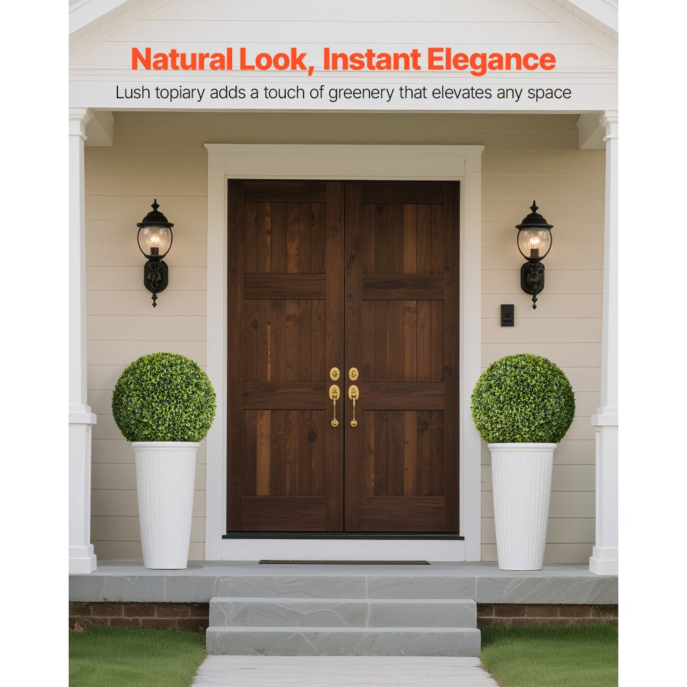 VEVOR Buchsbaumkugel, 584 mm, Formschnitt-Ball, Kunstpflanze, Dekopflanze, Buchskugel, einfache Montage für Veranda, Außenterrasse, Garten, Balkon, Hinterhof & Innenbereich, Zuhause, Hochzeit