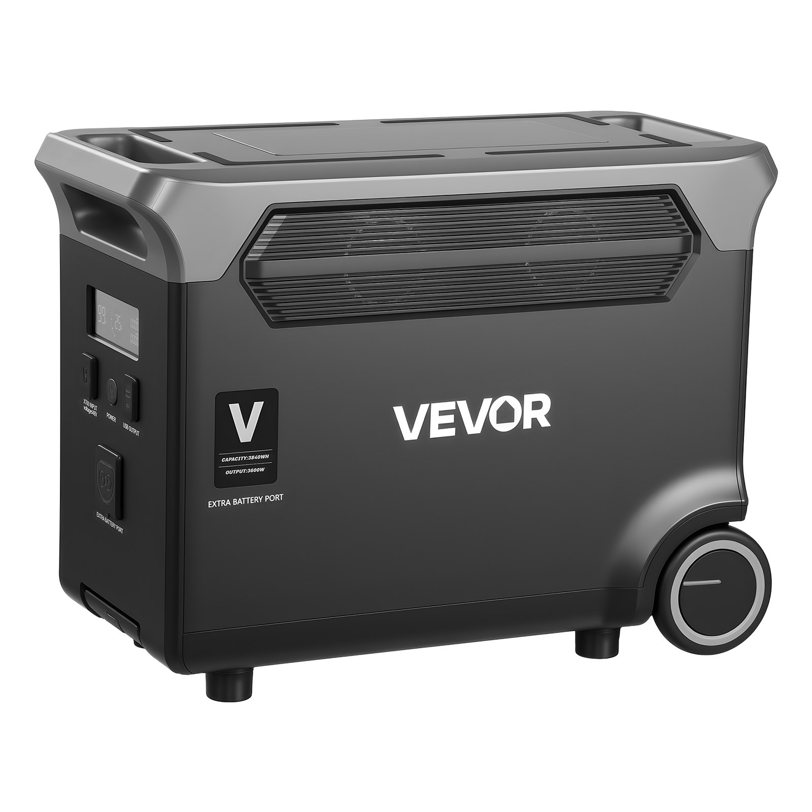 VEVOR Zusatzakku für tragbare Powerstation, 3840 Wh LiFePO4 Zusatz-Erweiterungsakku mit 3 Ausgangsanschlüssen für den Heimgebrauch, Camping, Roadtrips, Wohnmobile, Notfälle