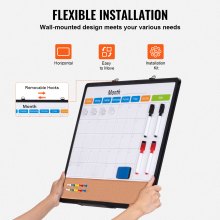 VEVOR 60x45cm Wandtafel Whiteboard Korktafel Pinnwand Memoboard Aluminiumrahmen