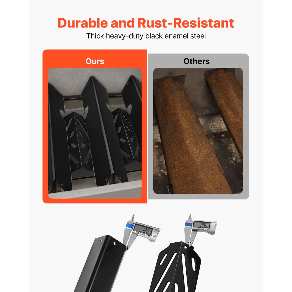 VEVOR 5 Flavorizer Bars (435 mm) + 3 Heizplatten (318 mm), Aromaschienen Flammenverteiler für Weber Genesis ll 310 315 335 340, E/S 325s, ES/SX 325s, E/S 335, EX/SX/EPX-335 Grills, dickere Heizplatte