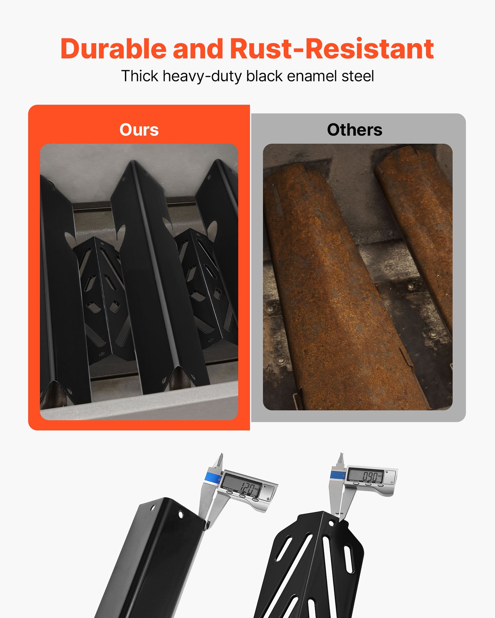 VEVOR 5 Flavorizer Bars (435 mm) + 3 Heizplatten (318 mm), Aromaschienen Flammenverteiler für Weber Genesis ll 310 315 335 340, E/S 325s, ES/SX 325s, E/S 335, EX/SX/EPX-335 Grills, dickere Heizplatte
