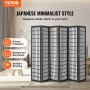 VEVOR Raumteiler 6-tlg. japanischer Sichtschutz Paravent, faltbare Trennwand tragbarer Dekorationsschirm zur Raumtrennung, Raumtrenner geeignet für Büro Restaurant Schlafzimmer (Schwarz)