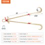 VEVOR 8mmx60cm G80 Abschleppkette J-Haken V-Kette Rückekette Kette 4898 kg