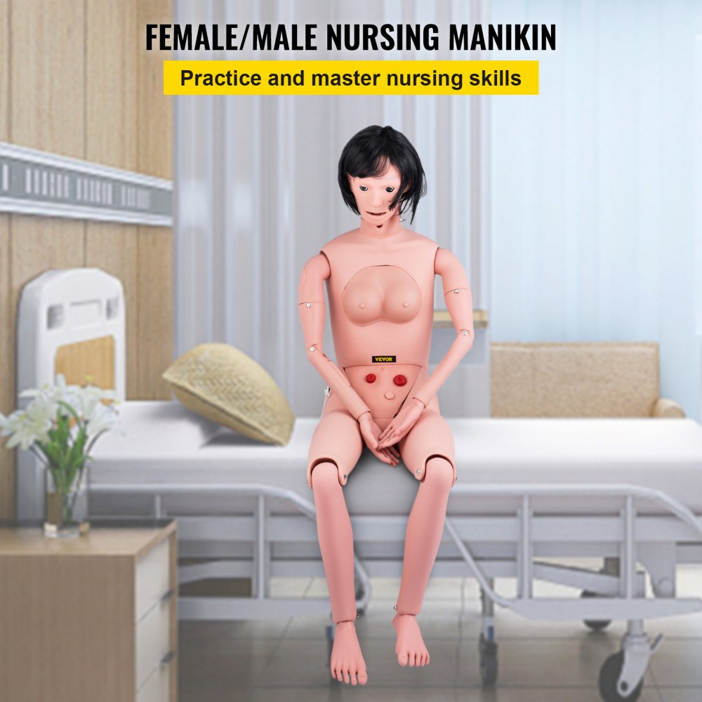 VEVOR Krankenpflegepuppe Pvc Pflegepuppe Krankenpflege Krankenpflegepuppe Multifunktionale Schaufensterpuppe Männer & Frauen Austauschbar lebensgroß