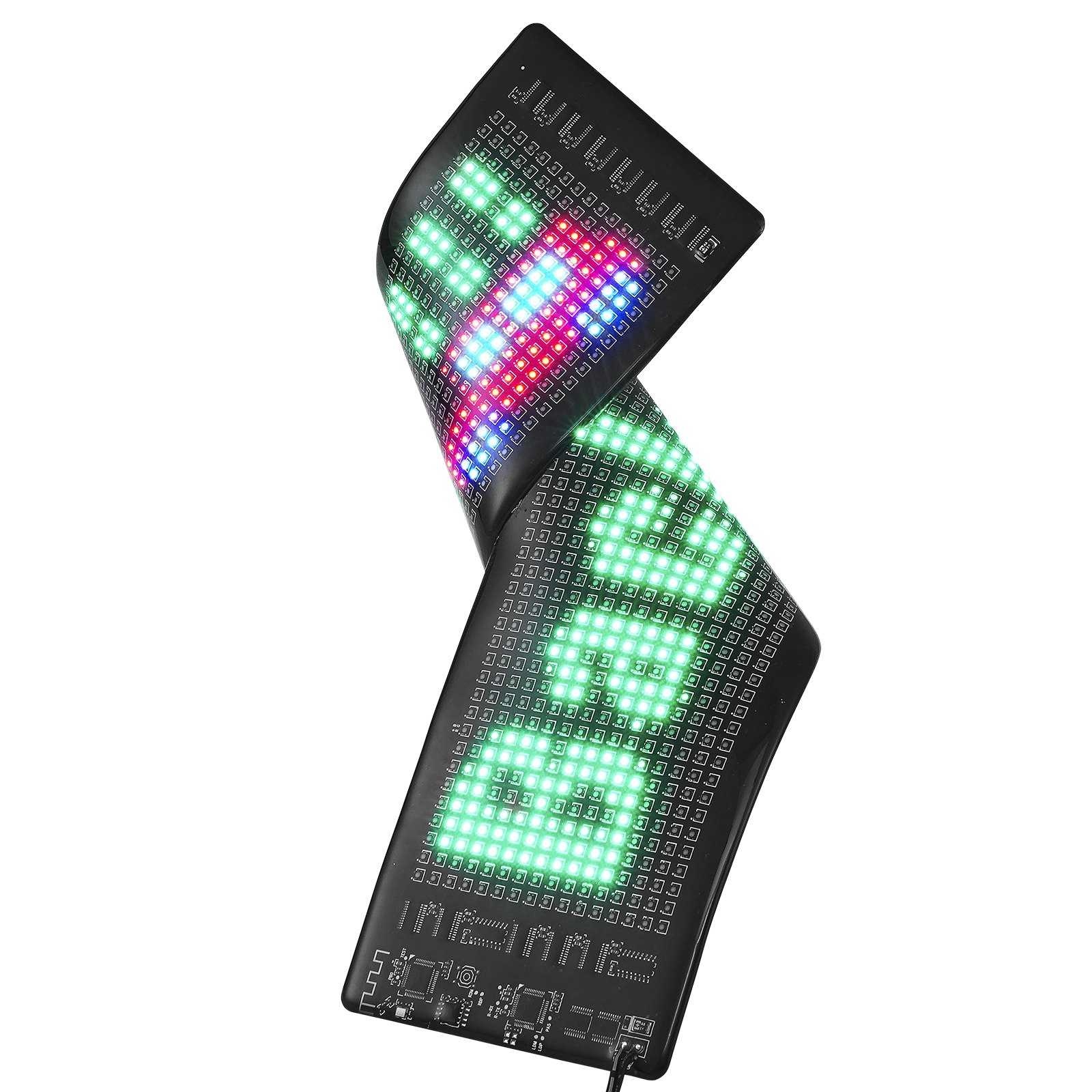 VEVOR Programmierbares LED-Schild, P5 Vollfarb-LED-Scrolling-Panel, DIY-Anzeigetafel, Bluetooth-App-Steuerung, Text, Muster, GIFs Nachrichten-Ladenschild 38 x 10 cm