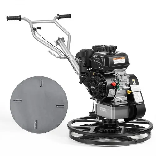 VEVOR Flügelglätter Betonglätter mit Ø 610mm Glättteller & Ø 580mm Klingen, Kohler 7 PS 4-Takt-Benzinmotor, 0-18° Verstellbare Blattwinkel, 60-125 U/min Messerdrehzahl, Glättmaschine für Bodenebnung