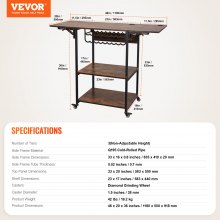 VEVOR Wärmepressenständer 3-stufiger Druckerständer Rollbar Braun Beweglich