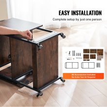 VEVOR Wärmepressentisch mit Ladestation, 3-stufiger beweglicher Wärmepressenständer, faltbarer Druckerständer mit Rädern, rollende Metallwerkbank für Sublimationstransfermaschine, braun