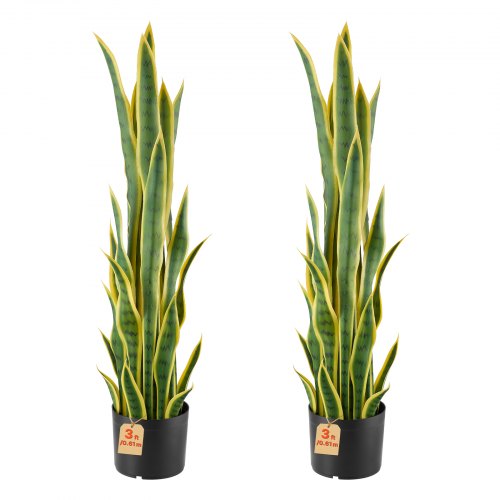 VEVOR 2 Stk. Künstliche Sansevieria 914mm Hoch Künstliche Bogenhanf im Topf, Gefälschte Schlangenpflanze für Zuhause Büro Garten & Geschäft, aus HDPE-Material, UV-Schutz, 24 Blätter, Pflegeleichte Deko