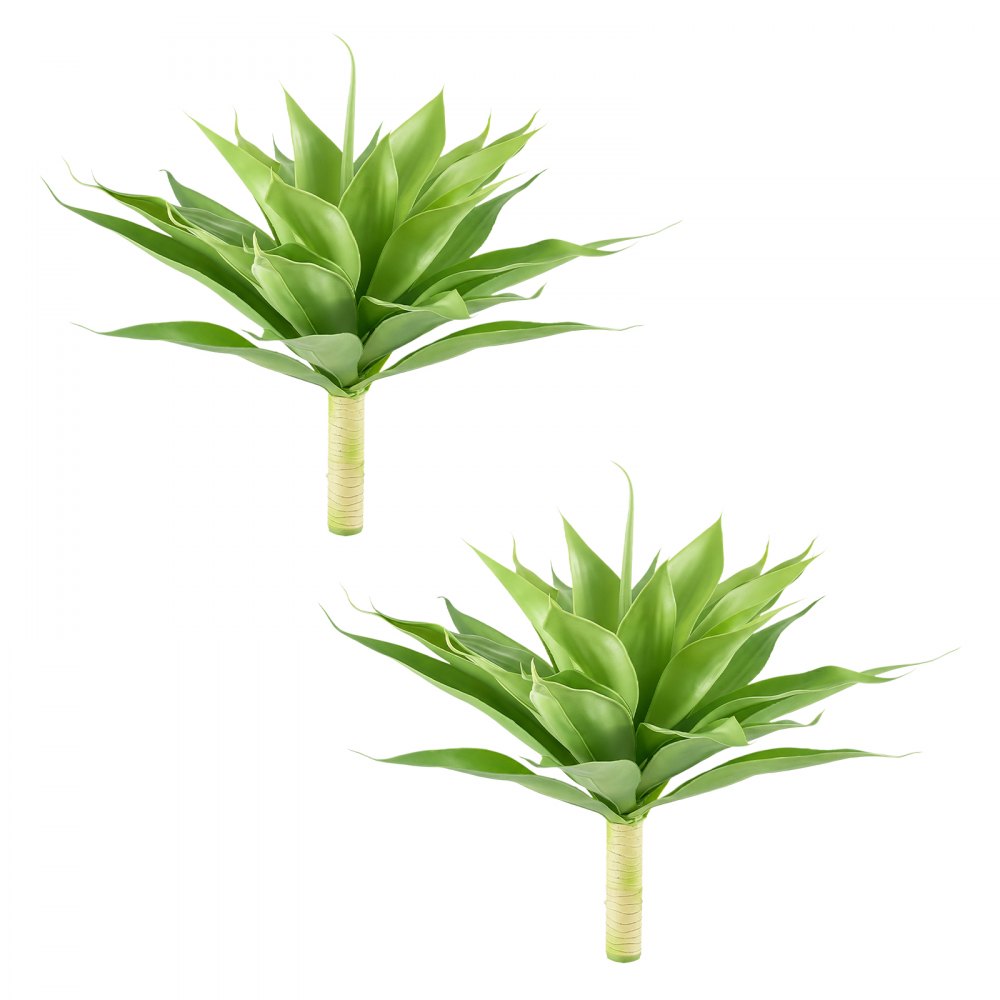 VEVOR Artificial Agave, 711W x 559H mm Fake Agave Plants with Ground Stakes, for Home, Garden, Office, Store, Living Room, Bedroom, and Porch Indoor Decor, Realistic Texture Faux Plant, Green, 2 Pack
