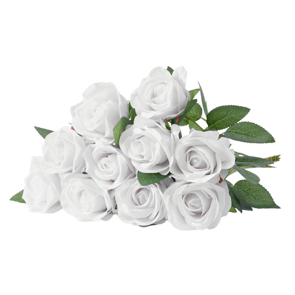 VEVOR Kunstblumen Gefälschte Rosen mit Stielen 500 Bündel Kunstpflanze Weiß, Künstlicher Blumenstrauß als Deko für Zuhause Hochzeit & Party, aus Seidenstoff & Kunststoff, Pflegefreie Kunstpflanze, DIY