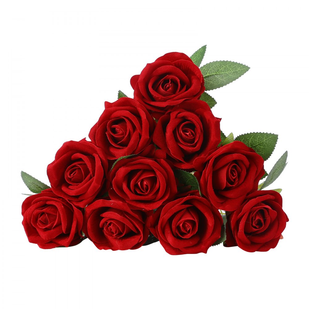 VEVOR Kunstblumen Gefälschte Rosen mit Stielen 120 Bündel Kunstpflanze Rot, Künstlicher Blumenstrauß als Deko für Zuhause Café & Hochzeit, aus Seidenstoff & Kunststoff, Pflegefreie Kunstpflanze, DIY