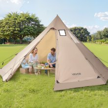 VEVOR Tipi Zelt für 4–6 Personen, tragbares Indianerzelt mit Ofenanschluss, Campingzelte aus Segeltuch, leichte 4-Jahreszeiten-Schutzzelte zum Wandern, Angeln und Rucksackreisen, Größe L
