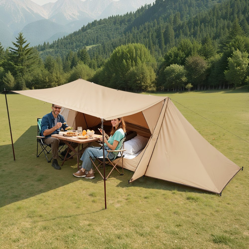 VEVOR Campingzelt, leichtes Bushcraft-Zelt mit Ofenanschluss & 2 Planenstangen, Winterzelte, tragbare 4-Jahreszeiten-Zelte für 2 Personen zum Wandern, Angeln, Jagen & Rucksackreisen