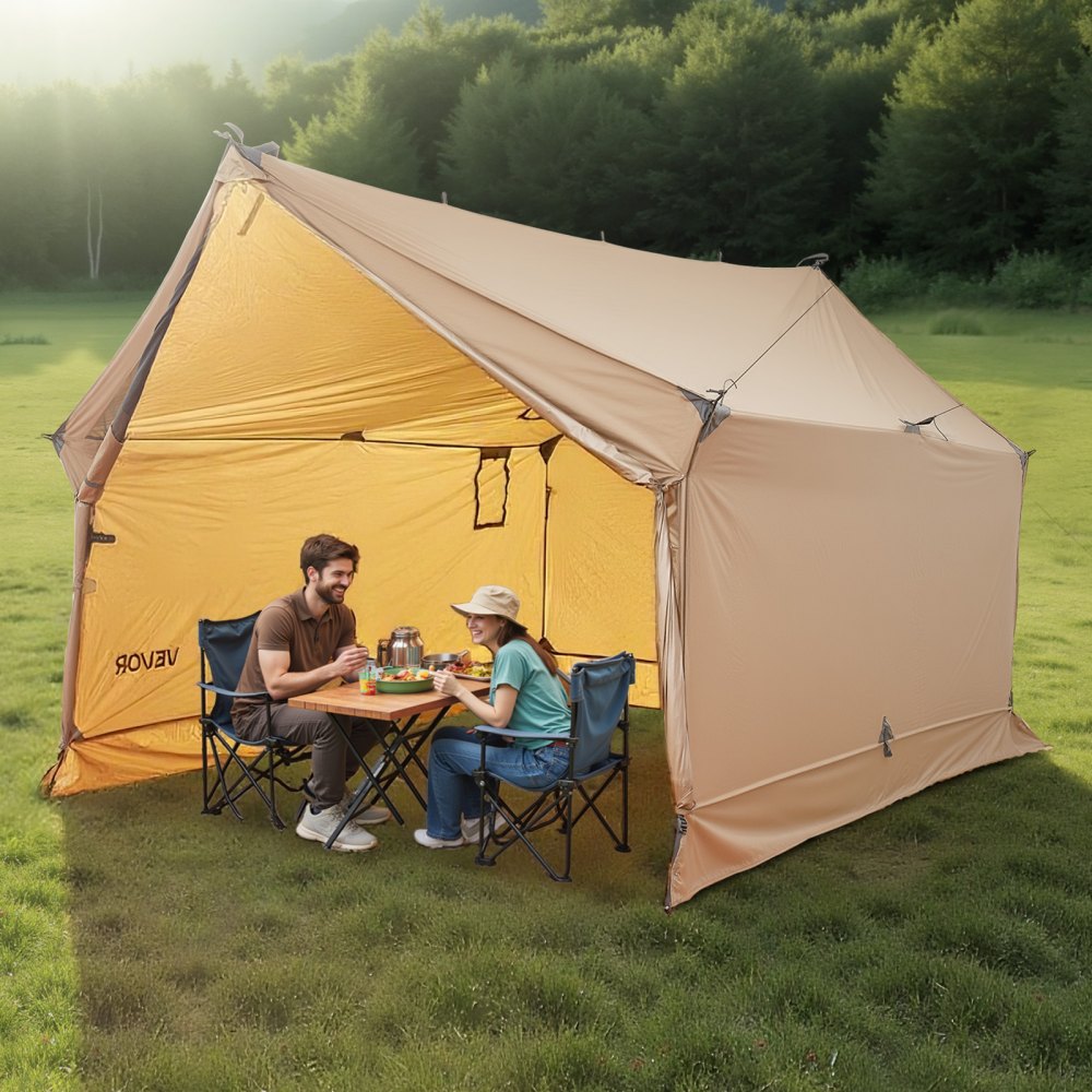 VEVOR Campingzelt, 2-Personen-Kabinenzelt mit Ofenanschluss, wasserdichte Winterzelte mit Belüftung, leichte und tragbare 4-Jahreszeiten-Zelte zum Wandern, Angeln, Jagen und Rucksackreisen