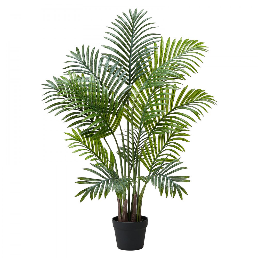 VEVOR Künstliche Areca-Palmen, 1,2 m, 2er-Pack Kunstpalmen, tropische Pflanzen mit weißem Pflanzgefäß, Kunstseidenpflanze im Topf, Kunstbaum für Veranden, Wohnzimmer, Terrassen, Zuhause, Büro