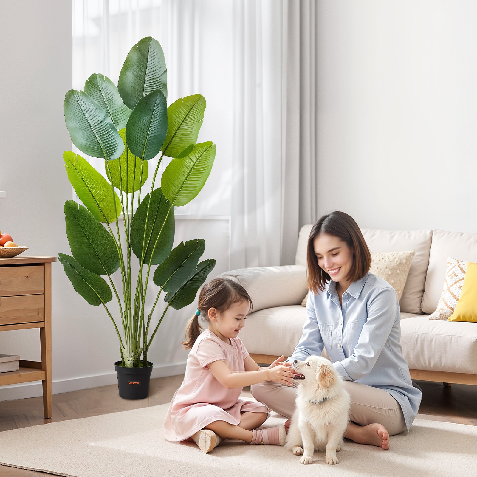 VEVOR Künstlicher Paradiesvogel, 1,8 m hoch, tropische Pflanzen mit 13 Stämmen & weißem Topf, Kunstseidenbaum, große Bäume für Dekoration von Veranden, Wohnzimmer, Terrassen Zuhause, Büro