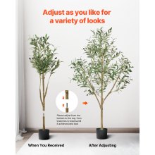 VEVOR Künstlicher Olivenbaum, 1,5 m, mit schwarzem Topf, Kunstbaum mit natürlichem Holzstamm & realistischen grünen Blättern & Früchten, Kunstpflanze für Innenbereich, Zuhause, Büro, Wohnzimmer