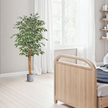 VEVOR Künstlicher Ficusbaum, 1524 mm, mit schwarzem Topf, Kunst-Ficuspflanze mit natürlichem Holzstamm & realistischen grünen Blättern, Seidenbaum für Innenbereich, für Zuhause, Büro, Wohnzimmer