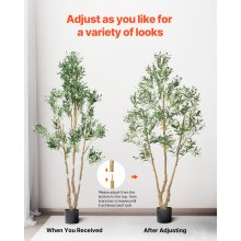 VEVOR Künstlicher Olivenbaum, 2,1 m, mit schwarzem Topf, Kunstbaum mit natürlichem Holzstamm & realistischen grünen Blättern & Früchten, Kunstpflanze für Innenbereich, Zuhause, Büro, Wohnzimmer