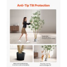 VEVOR Künstlicher Olivenbaum, 2,4 m, mit schwarzem Topf, Kunstbaum mit natürlichem Holzstamm & realistischen grünen Blättern & Früchten, Kunstpflanze für Innenbereich, Zuhause, Büro, Wohnzimmer