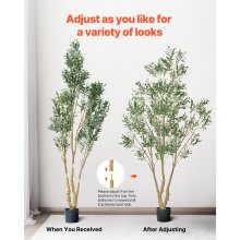 VEVOR Künstlicher Olivenbaum, 2,4 m, mit schwarzem Topf, Kunstbaum mit natürlichem Holzstamm & realistischen grünen Blättern & Früchten, Kunstpflanze für Innenbereich, Zuhause, Büro, Wohnzimmer