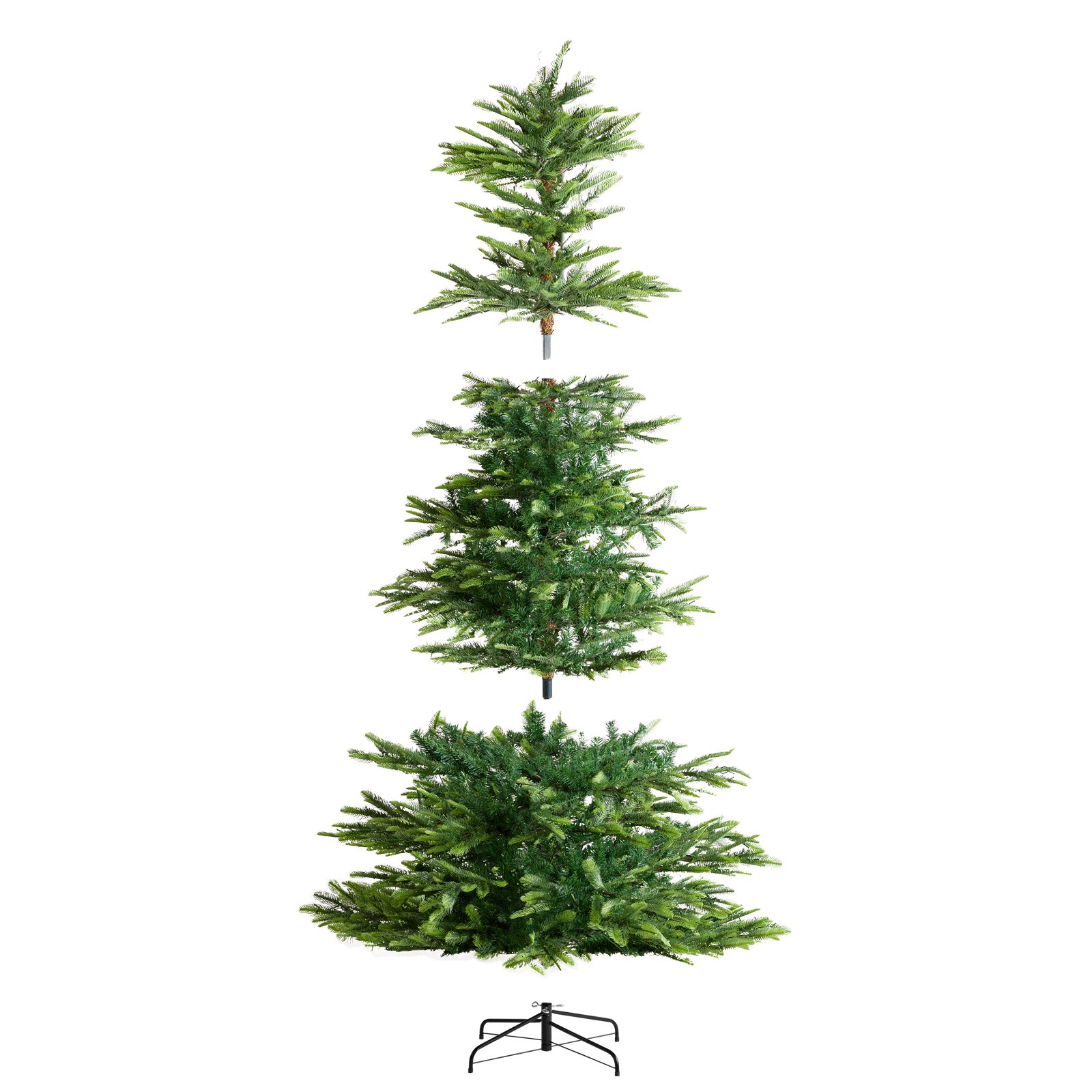 VEVOR Weihnachtsbaum, 1,35 x 2,25 m, künstlicher Christbaum, Tannenbaum mit 700 warmweißen LED-Lichtern, 1319 Zweigspitzen, Metallsockel für die Dekoration zu Hause, bei Partys und im Büro