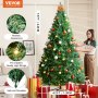 VEVOR Weihnachtsbaum, 1,28 x 2,28 m, künstlicher Christbaum, Tannenbaum mit 550 warmweißen LED-Lichtern, 1346 Zweigspitzen, Metallsockel für die Dekoration zu Hause, bei Partys & im Büro