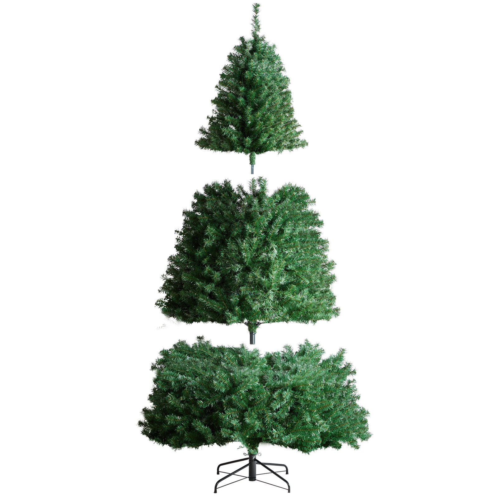 VEVOR Weihnachtsbaum, 1,28 x 2,28 m, künstlicher Christbaum, Tannenbaum mit 550 warmweißen LED-Lichtern, 1346 Zweigspitzen, Metallsockel für die Dekoration zu Hause, bei Partys & im Büro