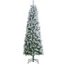 VEVOR Weihnachtsbaum, 0,53 x 1,98 m, beflockter Christbaum, Naturgetreuer Tannenbaum mit 250 weißen LED-Lichtern, 814 Zweigspitzen, Metallsockel für die Dekoration zu Hause, Partys & im Büro