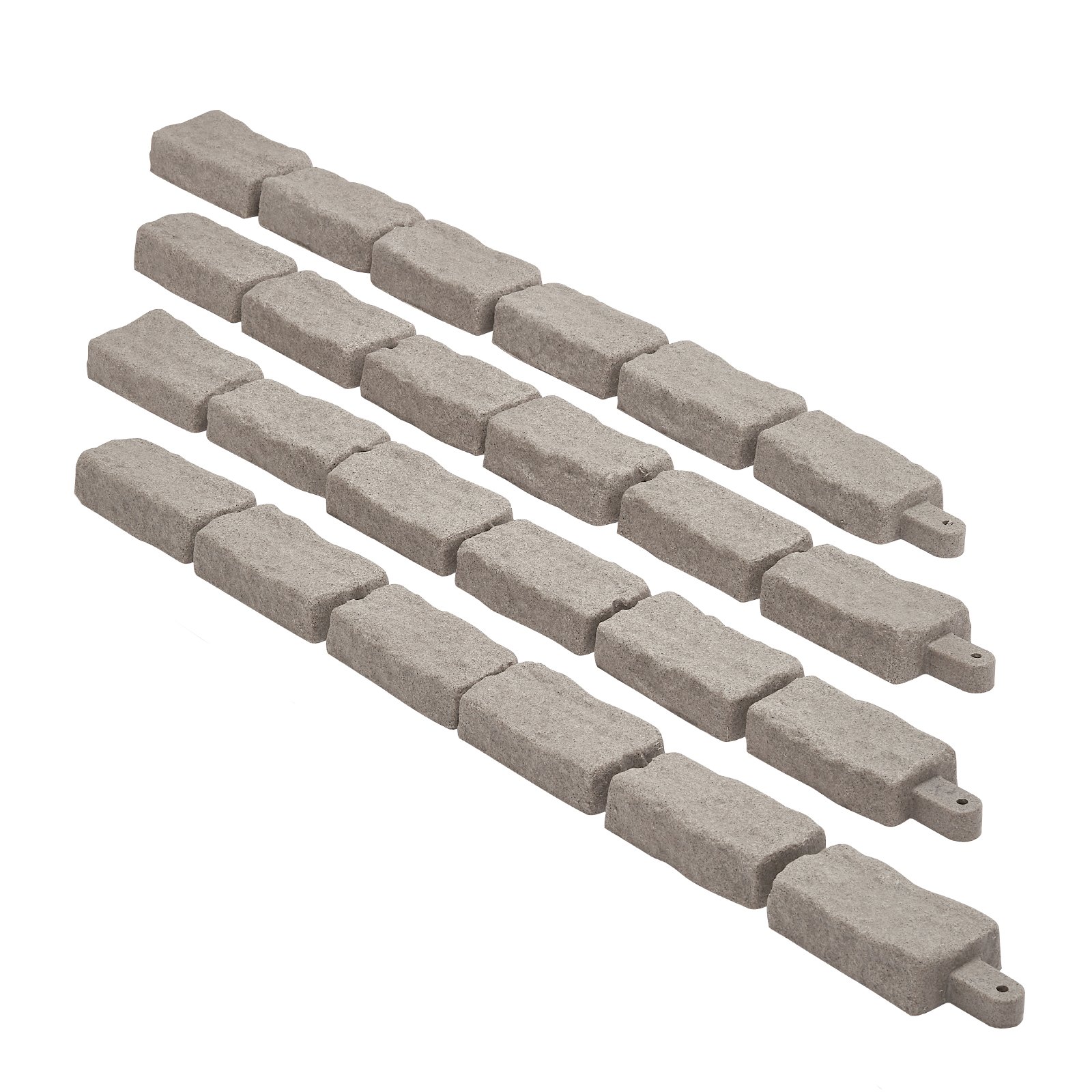 VEVOR 4er-Set Rasenkante in Steinoptik, 1180x95x57 mm realistische Beeteinfassung, flexible Gartenbegrenzung in Ziegelgröße mit Verankerungsspitzen, Beetumrandung für Einfahrten, Gehwege, Beige