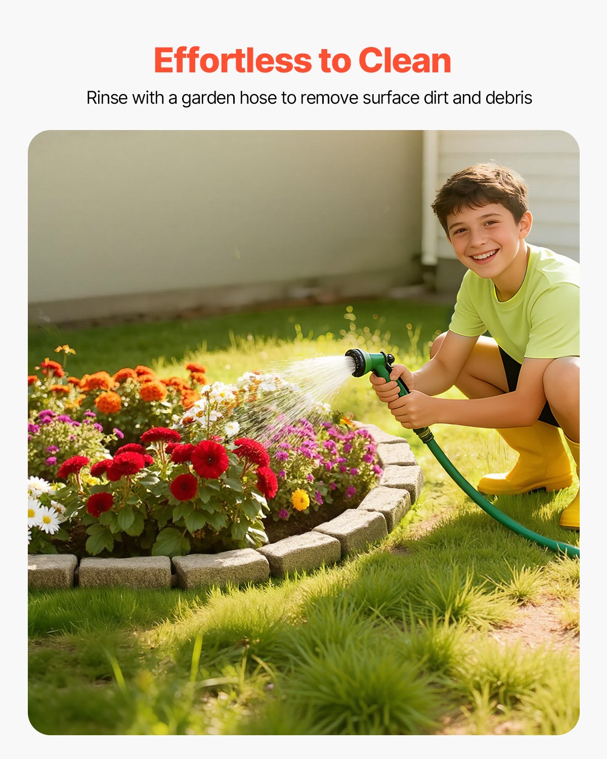 VEVOR 4er-Set Rasenkante in Steinoptik, 1180x95x57 mm realistische Beeteinfassung, flexible Gartenbegrenzung in Ziegelgröße mit Verankerungsspitzen, Beetumrandung für Einfahrten, Gehwege, Beige