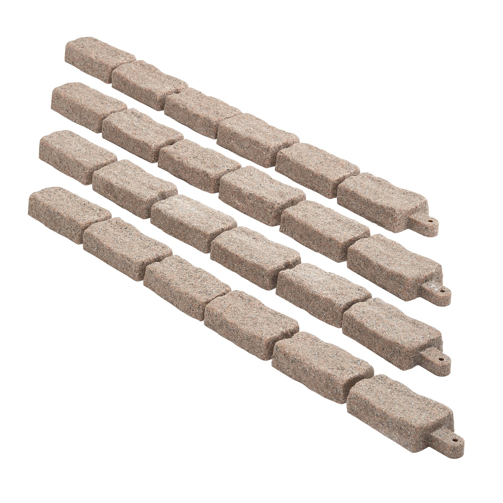 VEVOR Rasenkante in Steinoptik 4er-Set, 1180x95x57 mm Beeteinfassung, flexible Gartenbegrenzung in Ziegelgröße mit Verankerungsspitzen, lichtbeständige Beetumrandung für Einfahrten, Gehwege, Braun