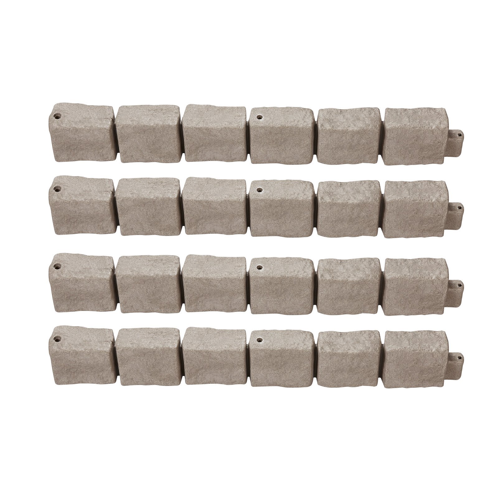 VEVOR Rasenkante in Steinoptik 4er-Set, 1190x100x155 mm, realistische Beeteinfassung, flexible Gartenbegrenzung in Ziegelgröße mit Verankerungsspitzen, Beetumrandung für Einfahrten, Gehwege, Braun