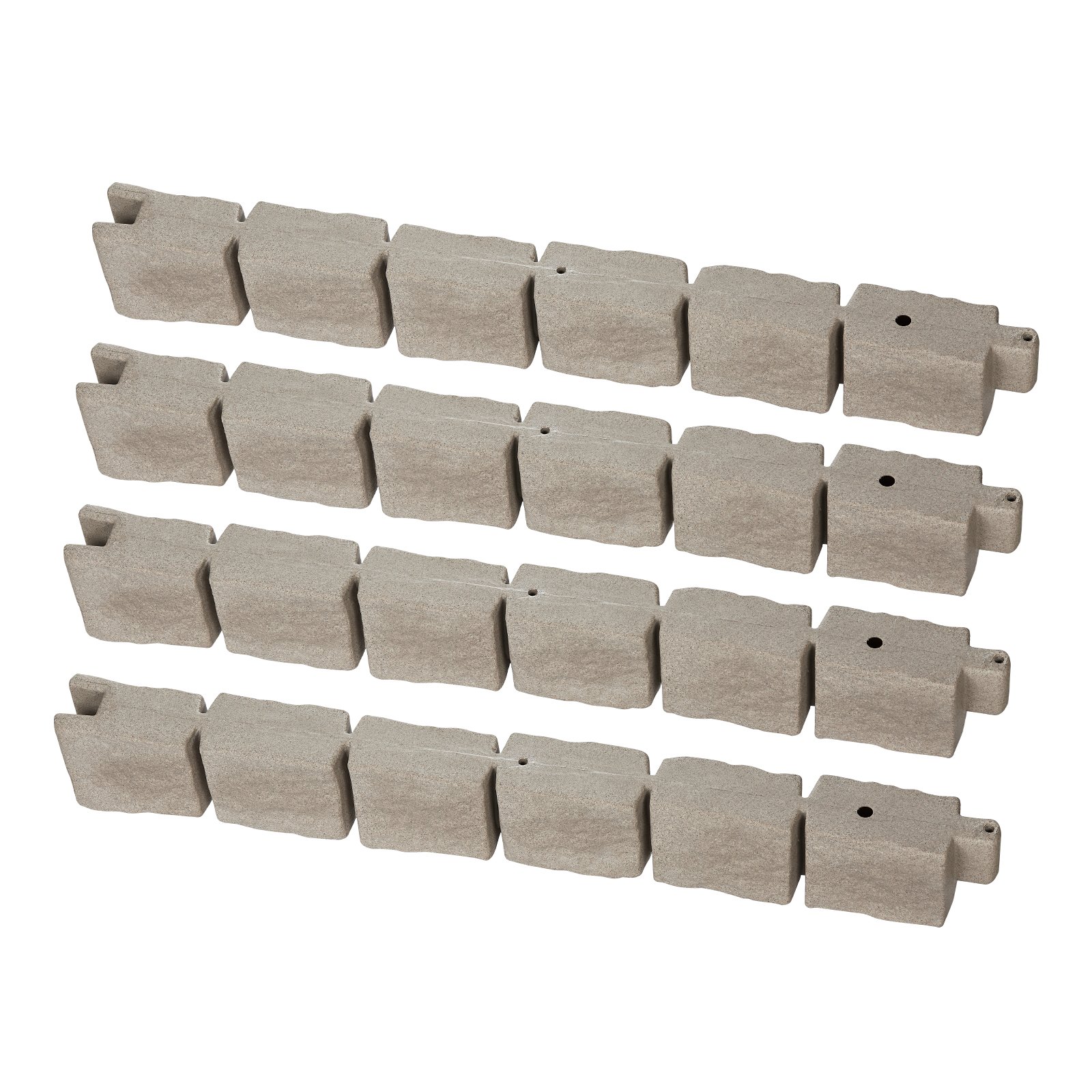 VEVOR Rasenkante in Steinoptik 4er-Set, 1190x100x155 mm, realistische Beeteinfassung, flexible Gartenbegrenzung in Ziegelgröße mit Verankerungsspitzen, Beetumrandung für Einfahrten, Gehwege, Braun