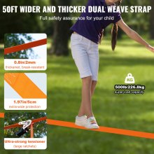 VEVOR Ninja Slackline Hindernisse Set 15,24 m Slacklines, 226,8 kg Tragkraft Ninja Hinderniskurs, Outdoor-Spielset-Ausrüstung, Hinterhofspielzeug-Trainingsausrüstungsset mit 10 Hindernissen