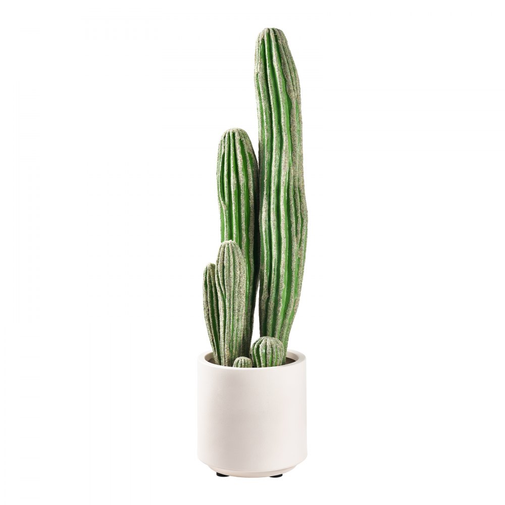 VEVOR Artificial Cactus, 610 mm Tall Fake Cactus Plant with White Pot, for Home, Garden, Office, Store, Living Room, Bedroom Indoor Decoration, Realistic Texture Faux Decor Plant, Premium HDPE