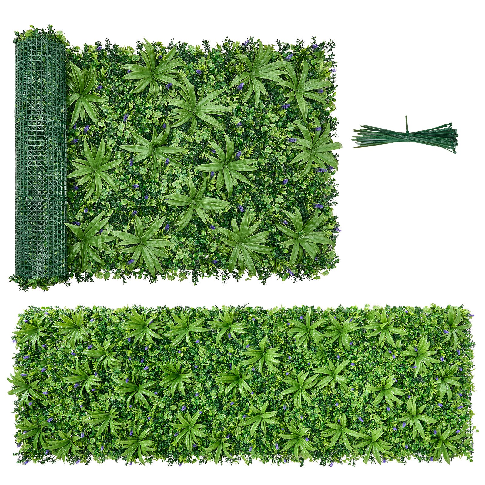 VEVOR Künstliche Hecke, 3x1 m Pflanzenwand, PE-Sichtschutz, Sichtschutzzaun, Windschutz, Heckenzaun, Kunstpflanzen Balkonverkleidung für Hochzeiten, Innenräume, Außengärten, Hinterhöfe (1 Stk.)