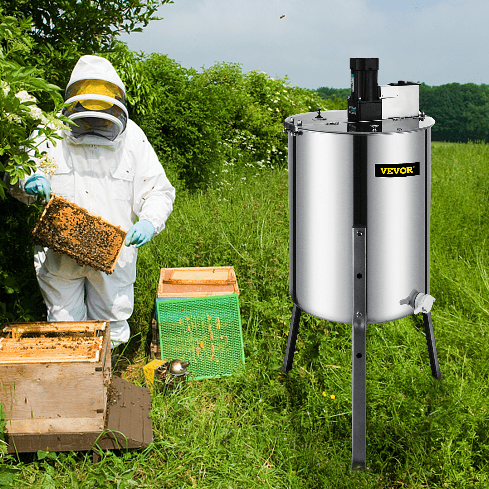 Neue 4 Waben Elektro Antrieb Honigschleuder,bienen,honig,bienenbeute,zentrifuge