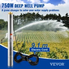 VEVOR Tiefbrunnenpumpe Brunnenpumpe Edelstahl Wasserpumpe 750W 230V 7,1 m³/h