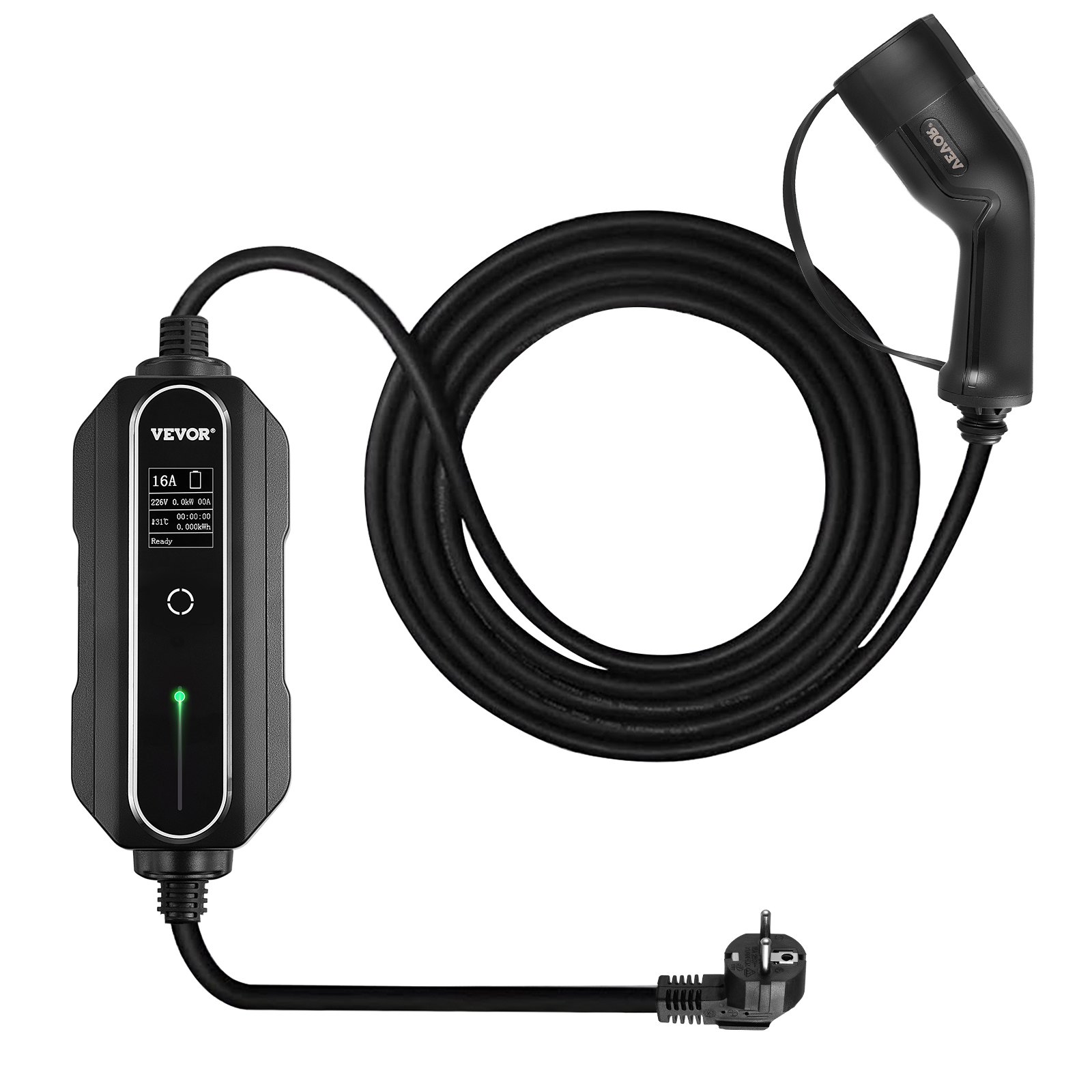VEVOR EV Ladegerät 16 A EV Ladekabel für EU Standard, 7,5 m Ladestation für Elektroauto 2 Pin Schuko Stecker, 3,6 kW Elektrofahrzeug, 250 V IP54-Anschluss mit LCD Digitalbildschirm & CE Zertifizierung