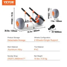 VEVOR Kajakwagen Kanuwagen aus Aluminiumlegierung 805x935x460mm bis 160kg belastbar 30cm Gummiräder 170-440mm Einstellbar Für Bootswagen Kajak Kanu Transportwagen Trolley Surfwagen Bootstrailer